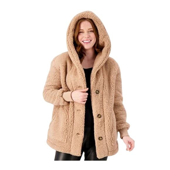 Cuddl Duds Double Faced Cozy Sherpa Hooded Wrap in Mocha – NEW, Size Medium - Picture 2 of 4